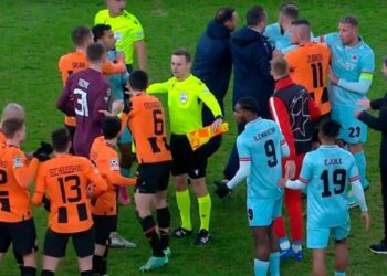 После матча «Шахтер» – «Антверпен» произошла толкотня между командами