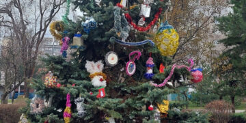 У Шевченківському районі прикрасили ялинку до зимових свят, фото – іграшки для неї робили діти | Новости Запорожья