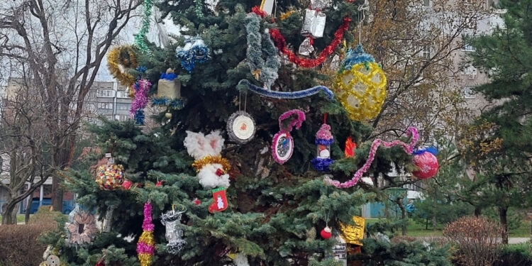 У Шевченківському районі прикрасили ялинку до зимових свят, фото – іграшки для неї робили діти | Новости Запорожья