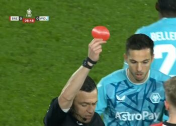 Почему в матче Кубка Англии арбитр показал круглую красную карточку?