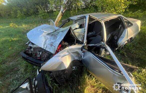 На Золотоніщині водій злетів у кювет та врізався у дерево: троє пасажирів постраждали, серед них неповнолітні (ФОТО)