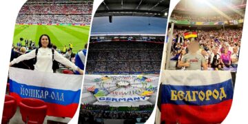 На трибуны матча Германия – Шотландия пронесли флаги страны-агрессора