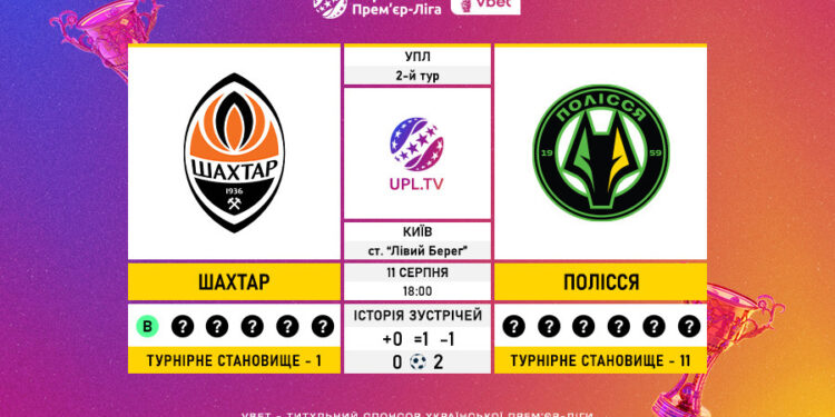 Матч 2-го туру Української Прем’єр-Ліги VBET «Шахтар» — «Полісся»: статистичне прев’ю