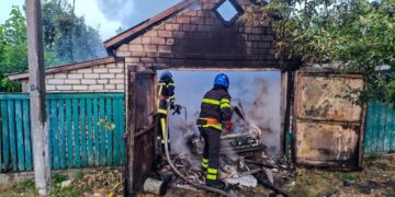 У Черкаському районі у гаражі горіла автівка