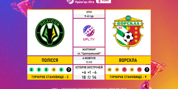 Матч 9-го туру VBET Української Прем’єр-Ліги «Полісся» — «Ворскла»: статистичне прев’ю