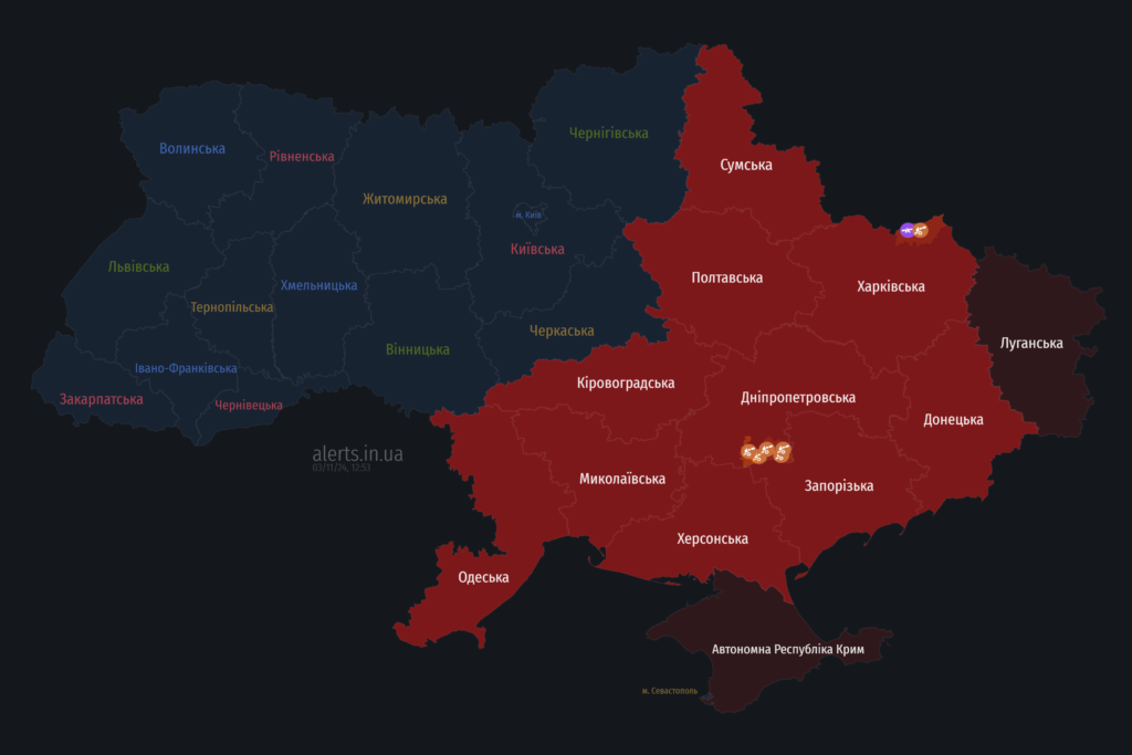 Мапа тривог 3 листопада