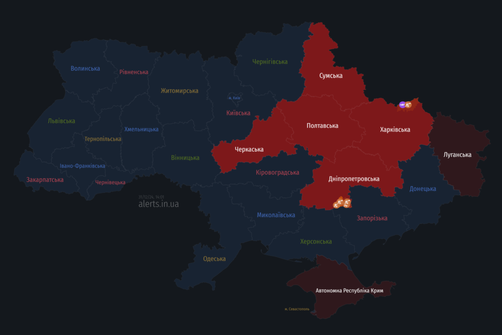 Мапа тривог 31 грудня