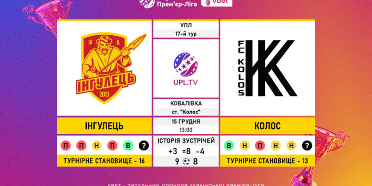 Матч 17-го туру VBET Української Прем’єр-Ліги «Інгулець» — «Колос»: статистичне прев’ю