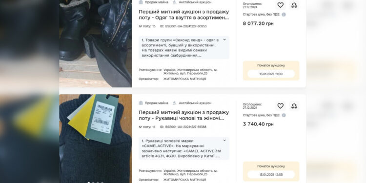 Зимова колекція від Житомирської митниці: на аукціоні продають фірмові рукавиці, кросівки та ваговий одяг секонд | Журнал Житомира