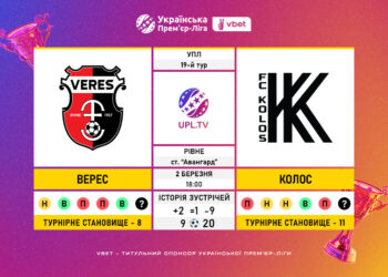 Матч 19-го туру VBET Української Прем’єр-Ліги «Верес» — «Колос»: статистичне прев’ю