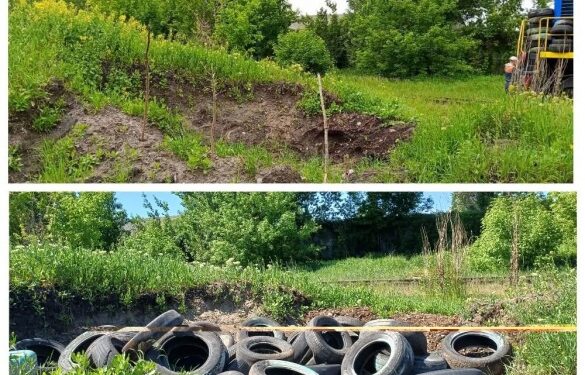 У Черкасах прибрали стихійне звалище старих шин
