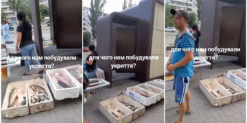 У Запоріжжі продавець риби перешкодив проходу до укриття – муніципальна варта прибрала точку з вулиці | Новости Запорожья