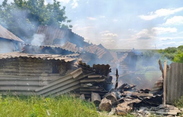 На Уманщині збили ворожий дрон: уламки спричинили пожежу біля житлового будинку, де була родина з дітьми
