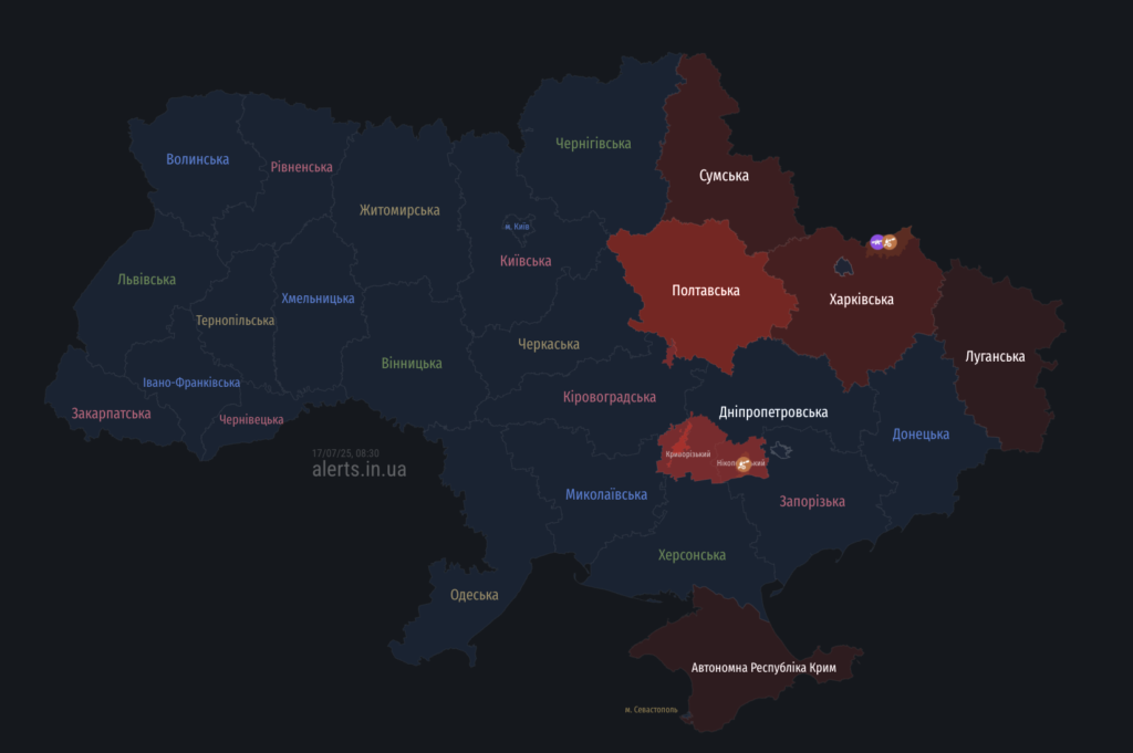 Російська армія загрожує Полтавщині обстрілом. Ризик ворожого обстрілу дронами 17 липня і ситуація в області.