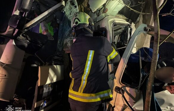 У Черкаському районі вантажівка в’їхала у дерево: із понівеченого авто деблокували двох людей