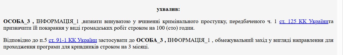 Вирок суду в реєстрі