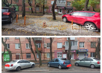 У Вознесенівському районі Запоріжжя мешканці незаконно захопили паркувальні місця, фото – інспекція з благоустрою | Новости Запорожья