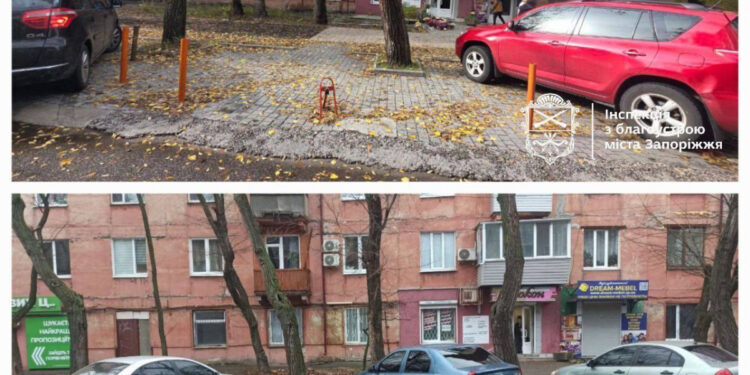 У Вознесенівському районі Запоріжжя мешканці незаконно захопили паркувальні місця, фото – інспекція з благоустрою | Новости Запорожья