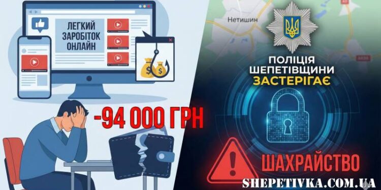 Нетішинець втратив 94 тисячі гривень через схему «легкого заробітку» —Хмельнитчина
