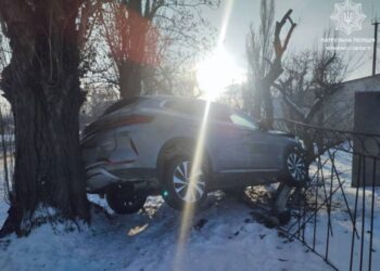 Керманич BYD Song Plus EV в’їхав у паркан та дерево  — Новини Черкащіни