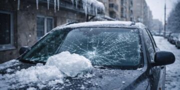 Падіння бурулі на авто біля ТЦ: що робити водієві – Дніпро оперативний