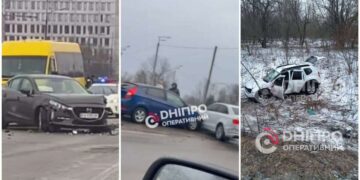 Затори та ДТП у Дніпрі 12.02.2026: негода значно ускладнила рух |  |