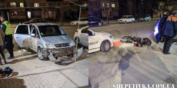 На Героїв Небесної Сотні водійка авто «покатала» на капоті мотоцикліста та його пасажира —Хмельнитчина