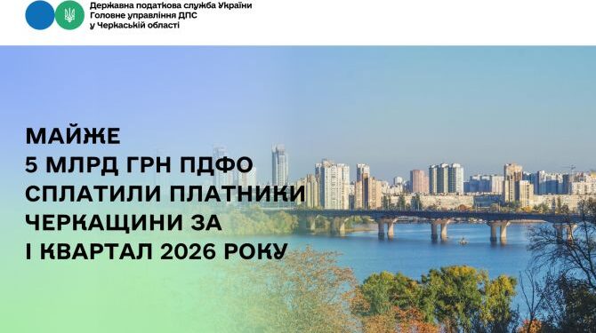 Майже 5 млрд грн ПДФО сплатили платники Черкащини за три місяці цьогоріч — Новости Черкасс