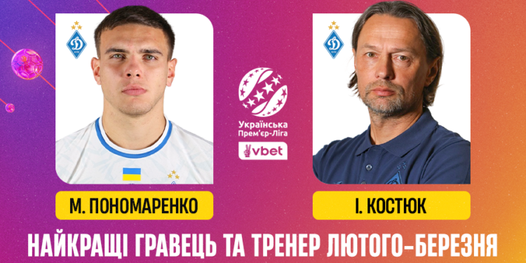 Стали відомі найкращі тренер та футболіст лютого-березня VBET Української Прем’єр-Ліги